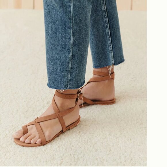 Jenni Kayne Oiled Leather Strappy Sandal Gladiator Style Size 39 in Walnut Color - Picture 1 of 12